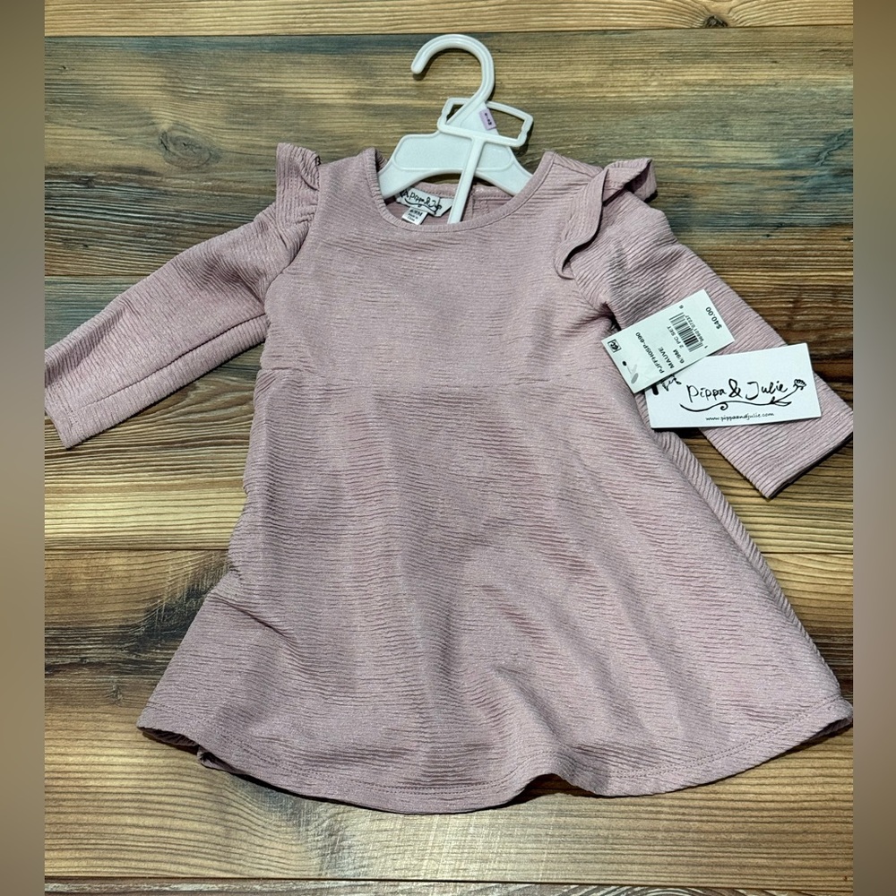 New Pippa&Julie 6/9 Month Long Sleeve Dress with Ruffle Shoulders/Bloomers 808